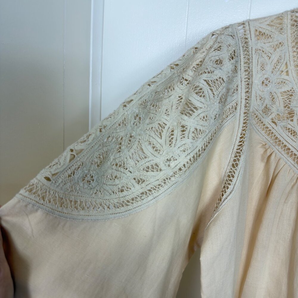 NWT Sézane Donia Blouse Beige Linen/Cotton Blend Lace Long Sleeve T44/UK16/US - Picture 10 of 16